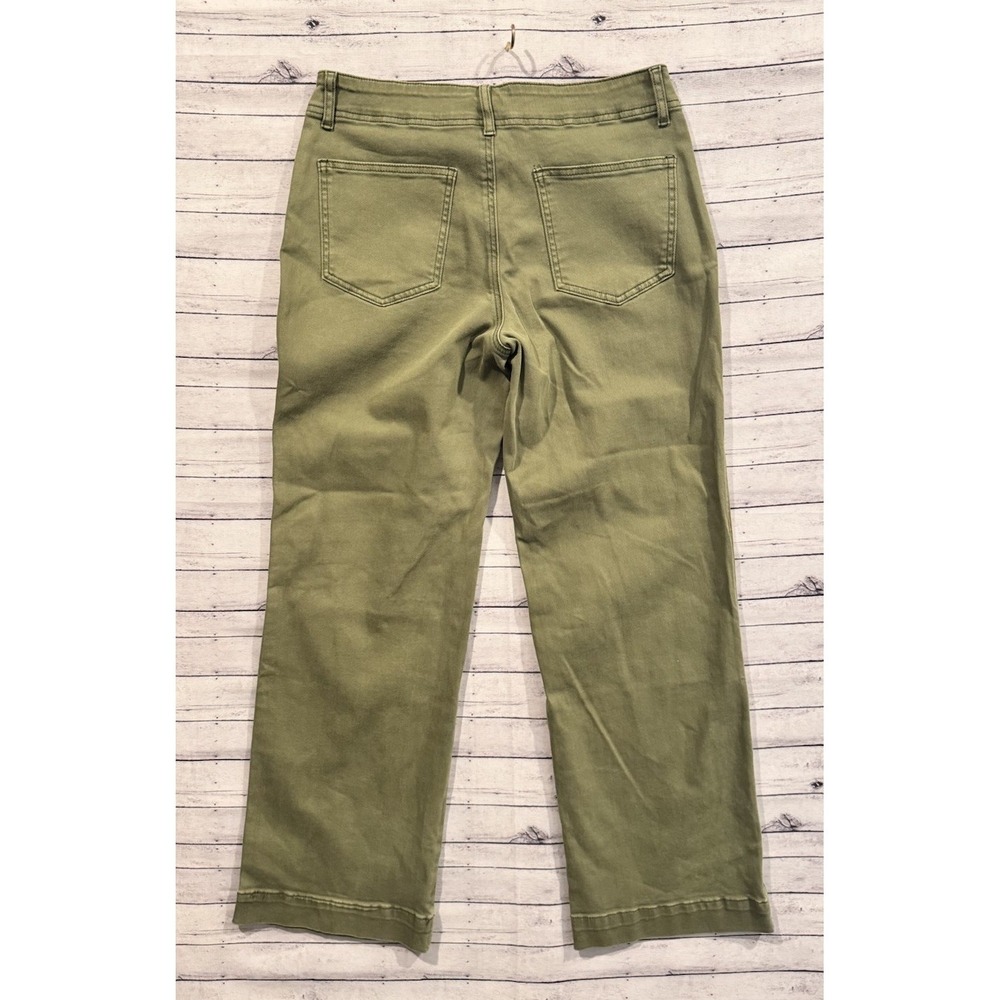 Flamingals Womens Denim Jean Sz M Army Green Cargo Pant Barrel Wide Leg NEW NWT - Picture 10 of 13